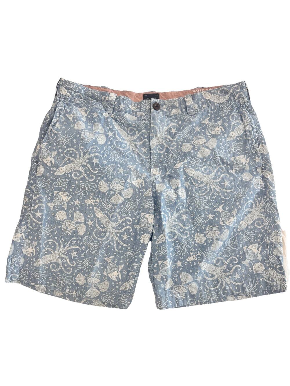 Vintage 90s J.Crew Men's All Over Nautical Beach Print Cotton Chino Shorts - EUC
